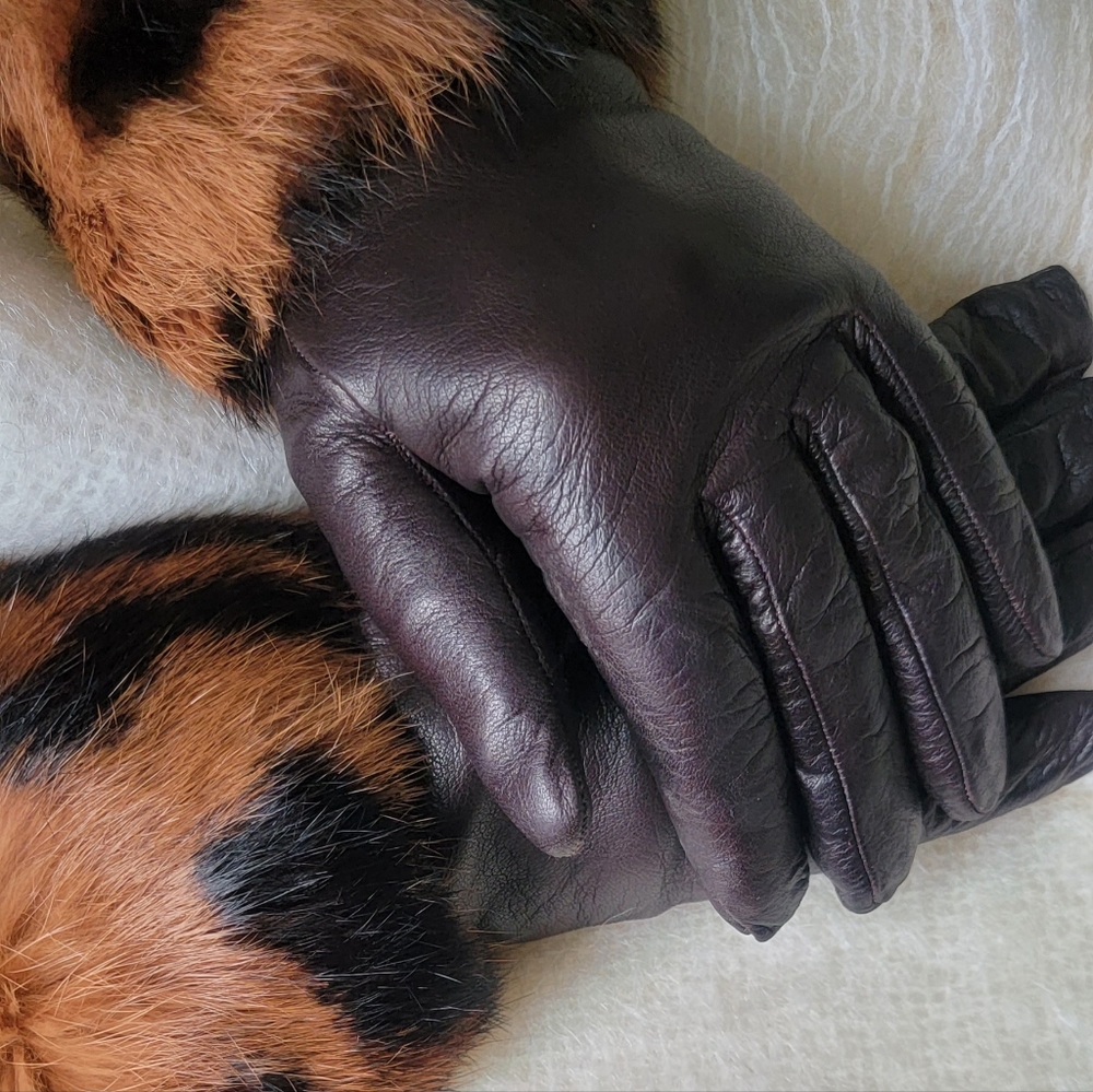Made in Italy, Fur Cuff Leather Gloves